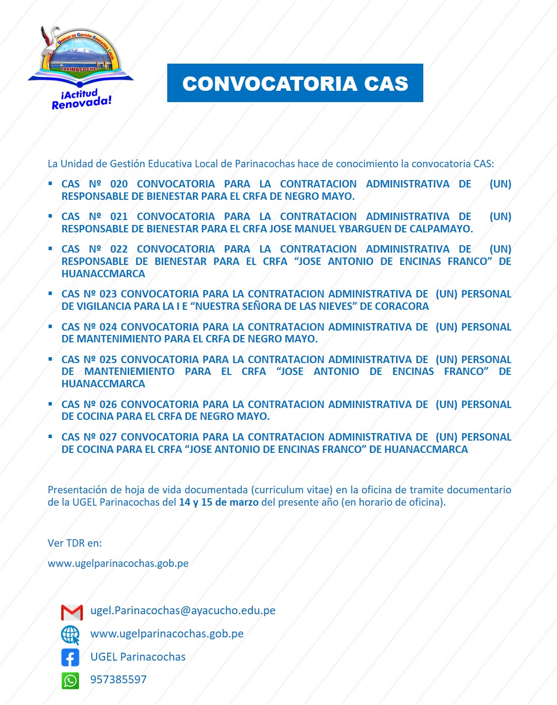 CONVOCATORIA CAS